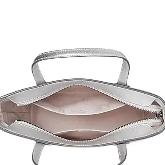 NEW Kate Spade New York Glimmer Satchel Crossbody Bag Silver Elegant Glamorous - Picture 5 of 5